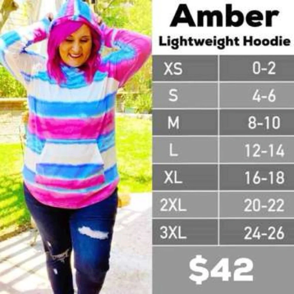 **2/$20** LuLaRoe Red and Blue Geometric Amber hoodie - Picture 4 of 4